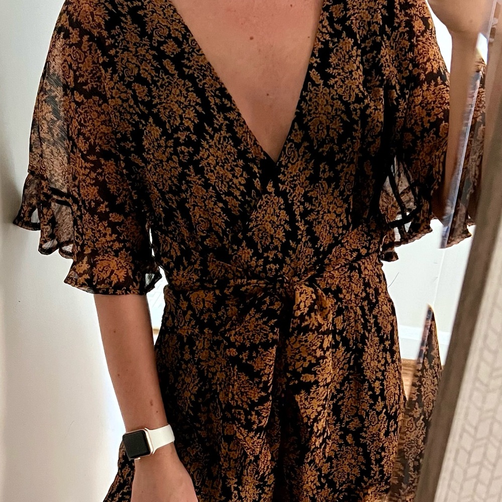 Brown and black floral Hello Molly romper